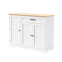 SIDEBOARD 107×40×83,4 cm aus MDF mit schwarzen Metallgriffen, weiß-natur - Weiß, Holzwerkstoff (40/83.4/107cm) - Luhomfu