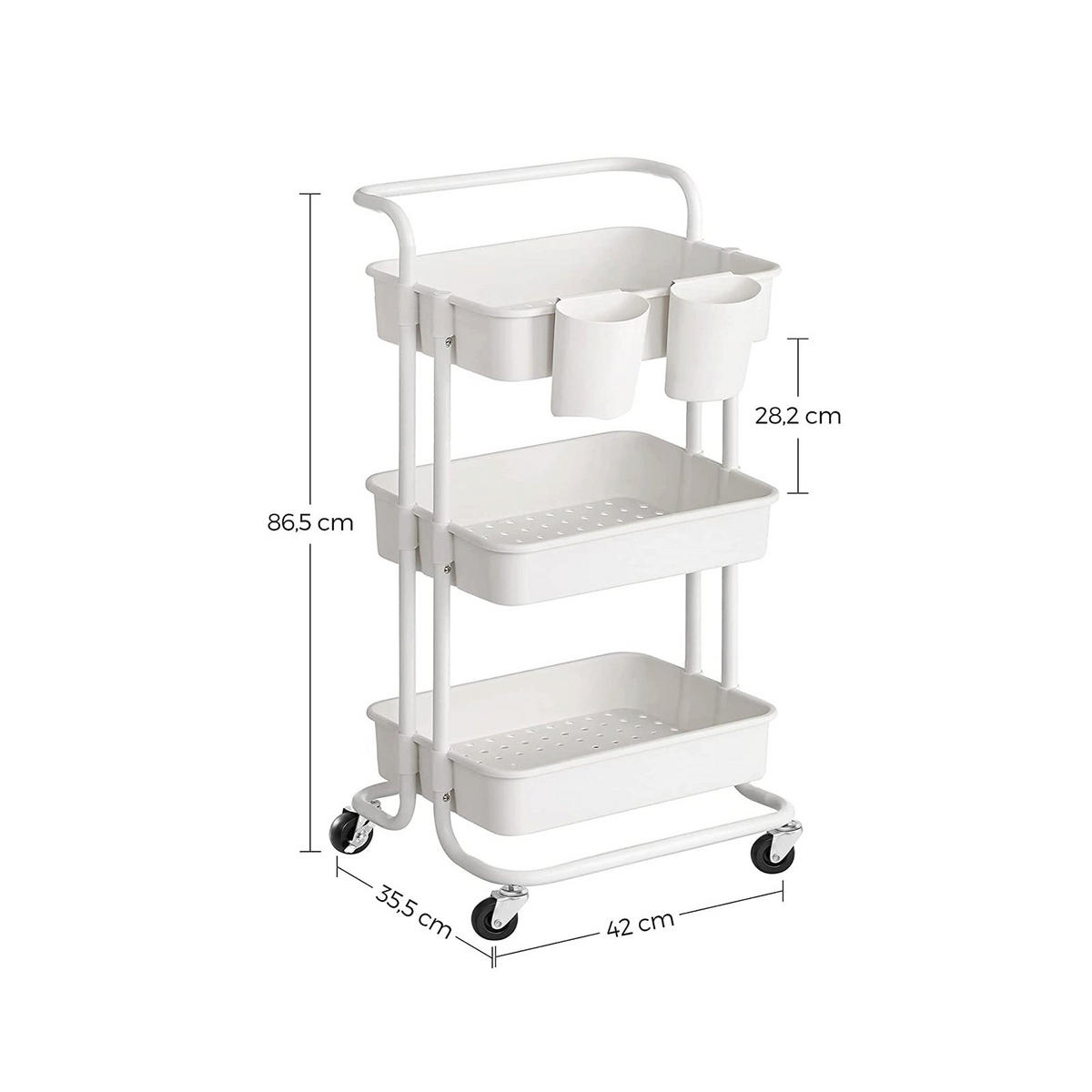 ROLLWAGEN - Weiß, Kunststoff (33.5/87/41.6cm) - Hansiro