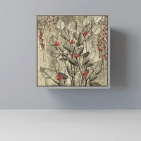 SIDEBOARD HERBAL GRACE, Grau, 57,5x42x57,5 cm, Ohne Füße - Multicolor/Grau, Holzwerkstoff (57.5/57.5/42cm) - SpaceRebels
