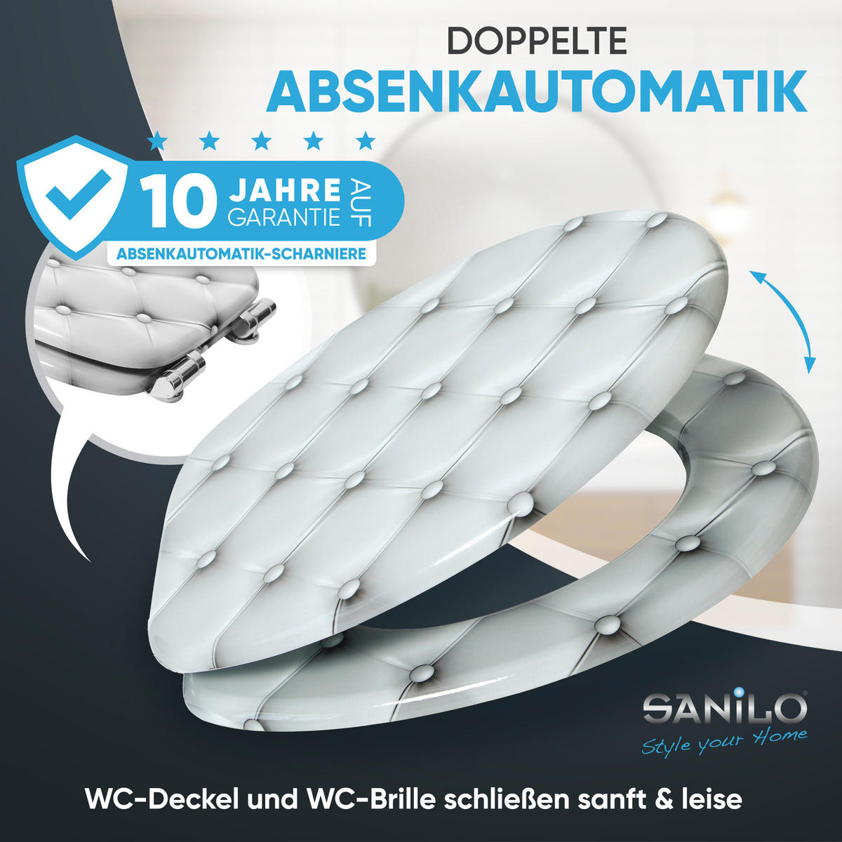 WC-SITZ mit Absenkautomatik Comfort - Grau, Holzwerkstoff (38/6/47cm) - Sanilo