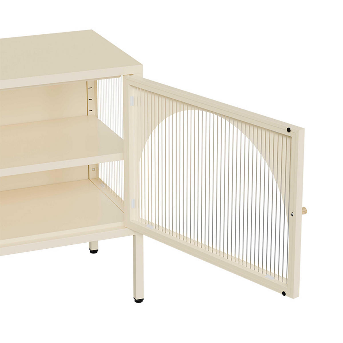 TV-SCHRANK 115 cm, Ekru - Weiß, Metall (35/60/115cm) - Oviala