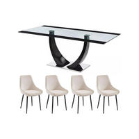 ESSGRUPPE - 8 Personen - Glas - Transparent, Schwarz - MEZZO - Transparent/Schwarz, Glas (200/74.5/100cm) - Vente-Unique
