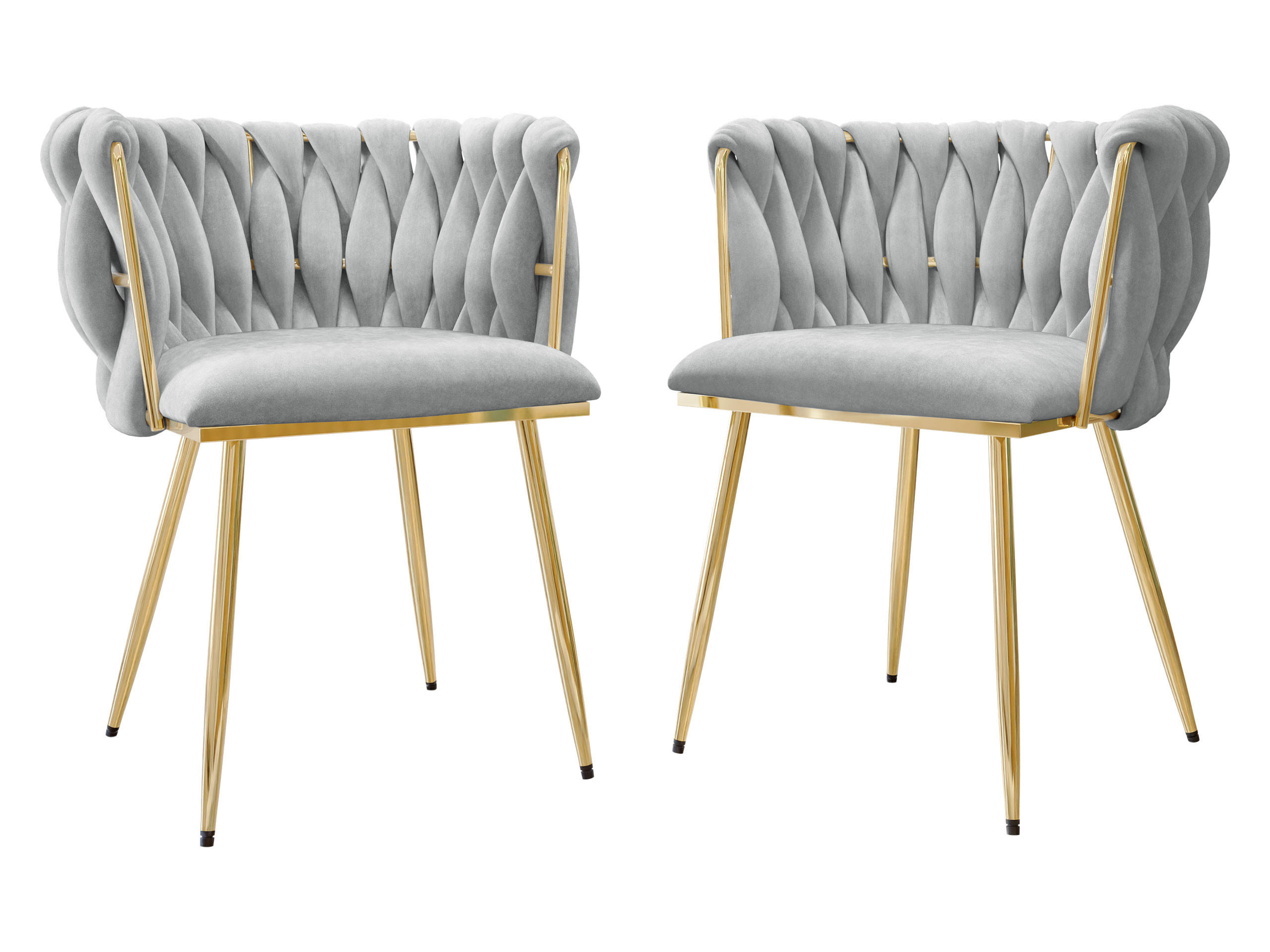 STUHL 2er-Set Muz DC-1142 (2 Stück in Samt) - Goldfarben/Grau, Textil/Metall (50/76/52cm) - MIRJAN24