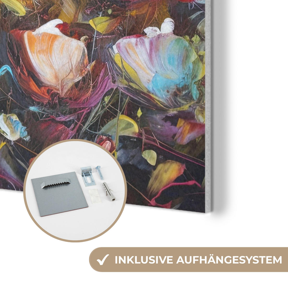 AKUSTIKPANEEL Blumen - Kunst - Natur - Ölgemälde 60x80 cm - Multicolor, Textil (60/0.9/80cm) - MuchoWow