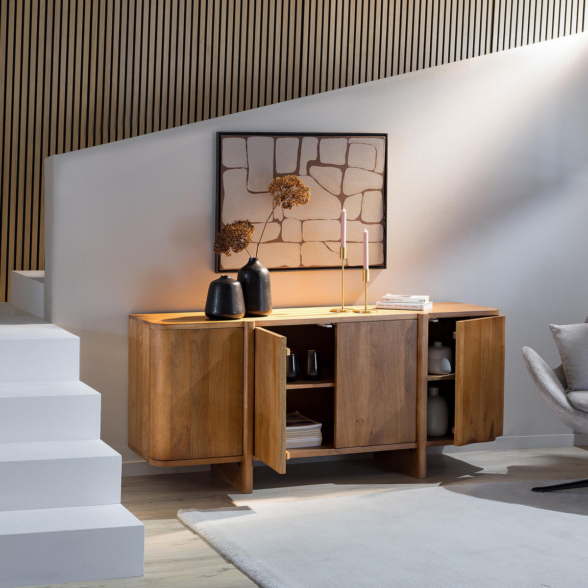 MASSIVES SIDEBOARD - Mango Honig - Braun, Holz (160/72/42cm) - home24