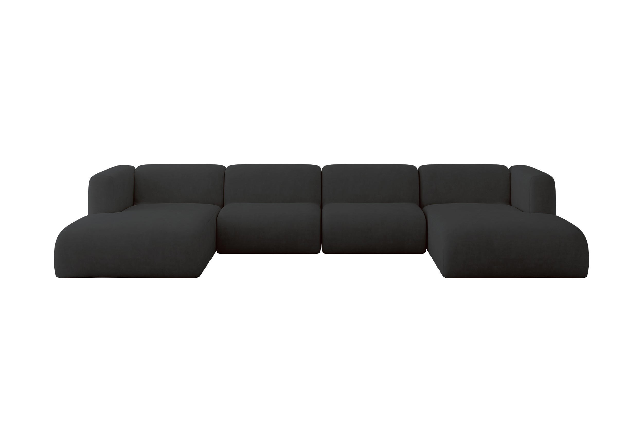 WOHNLANDSCHAFT MIRA-U2 408x179x70 Schwarz Velours - Anthrazit/Schwarz, Holzwerkstoff/Kunststoff (408/70/179cm) - ALTDECOR