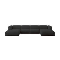WOHNLANDSCHAFT MIRA-U2 408x179x70 Schwarz Velours - Anthrazit/Schwarz, Holzwerkstoff/Kunststoff (408/70/179cm) - ALTDECOR