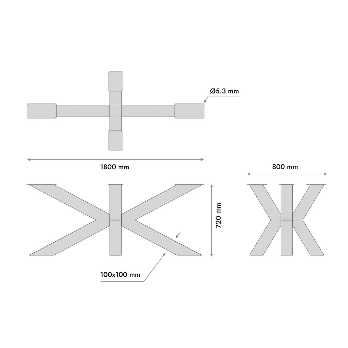 KOVINSKE NOGE ZA MIZO Acamar Extreme črna 180/70/72 cm - črna, kovina (80/72/180cm) - Metalo Pro