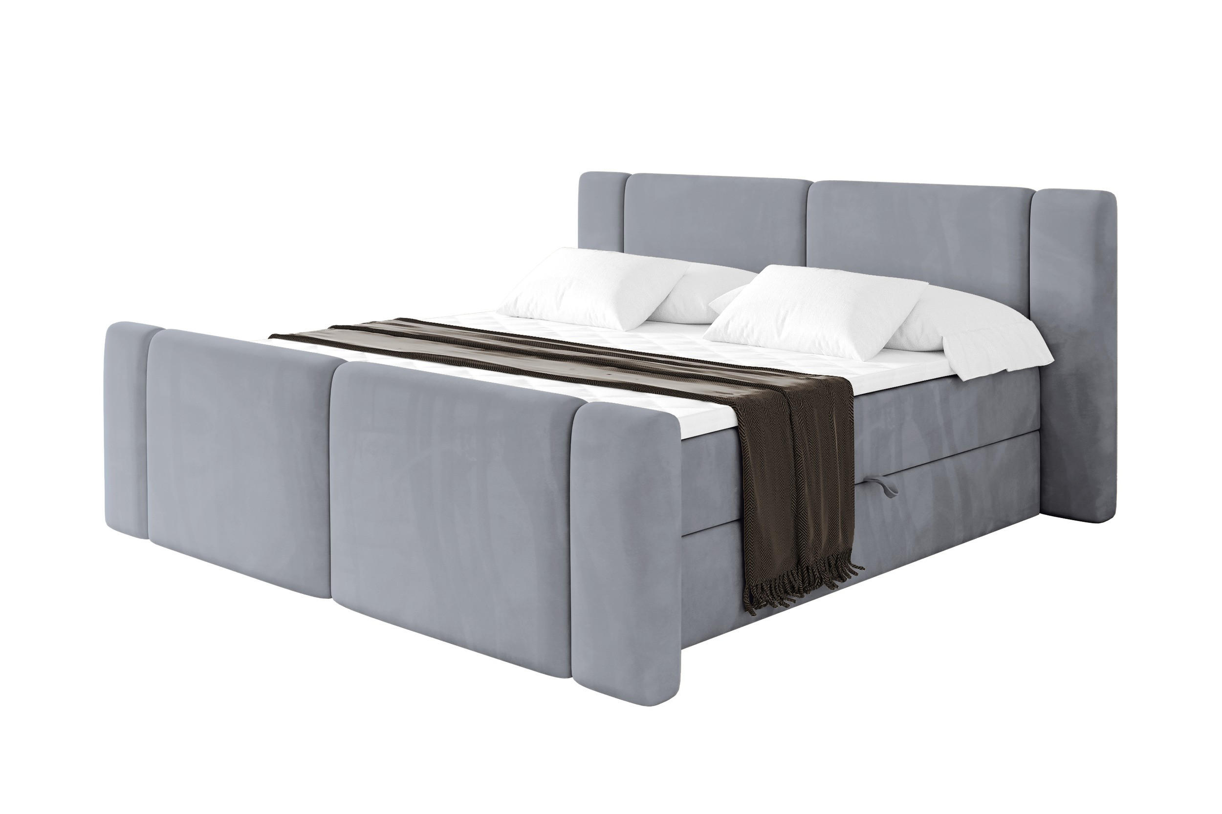 BOXBETT mit Matratze H4 - EVON Zanozek - 140x200 cm Grau - Grau, Holzwerkstoff (140/200cm) - ALTDECOR