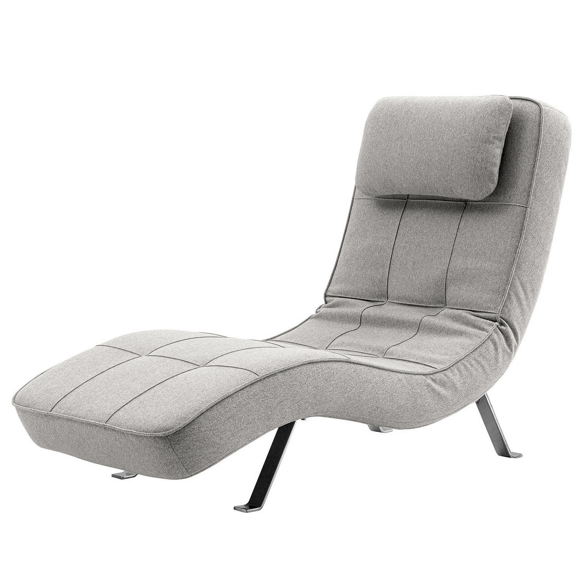 RELAXLIEGE - Chromfarben/Hellgrau, Textil/Metall (70/80/170cm) - home24