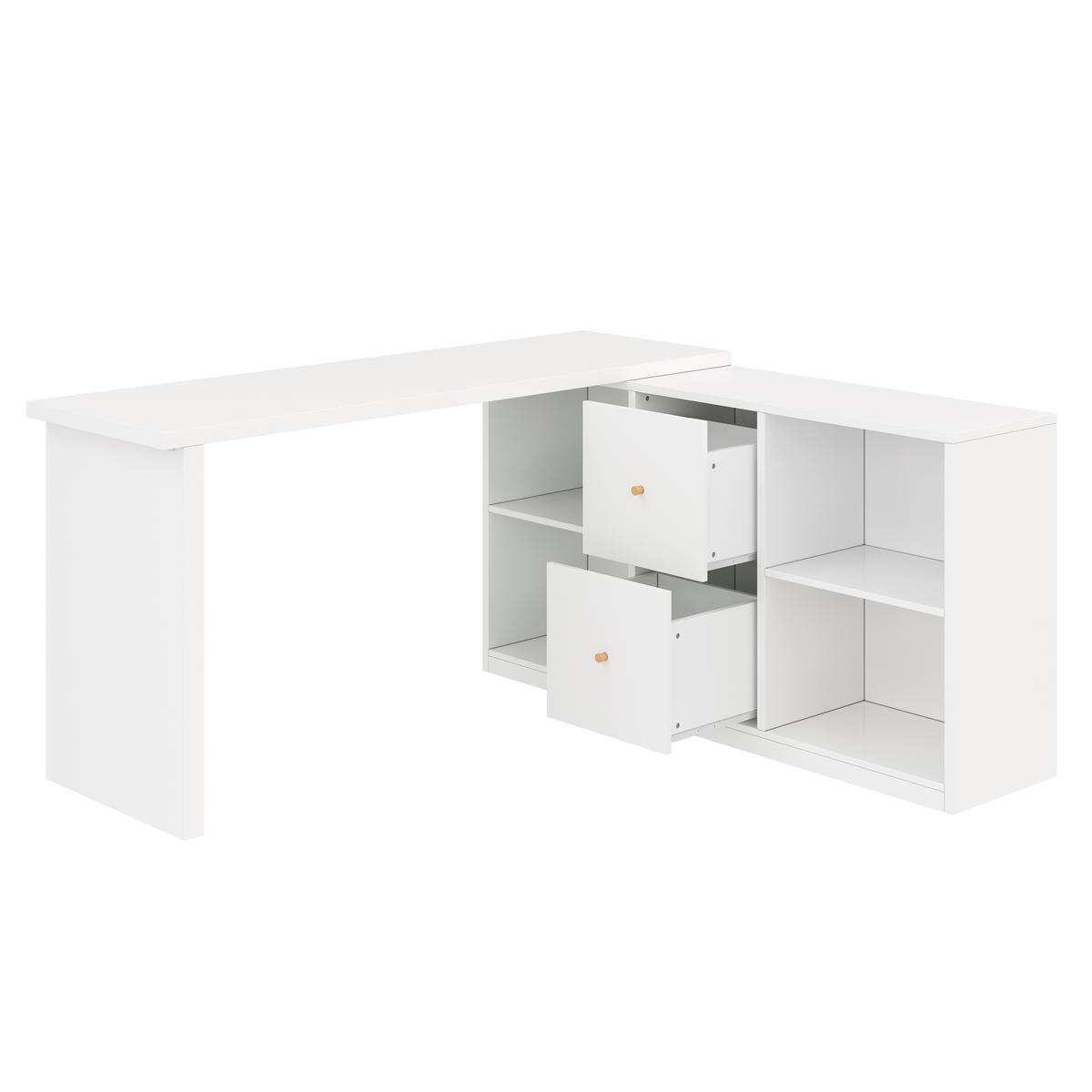 ECKSCHREIBTISCH L-Form 120cm 2 Schubladen beidseitig modern - Weiß, Holzwerkstoff (120/50/78cm) - FLIEKS