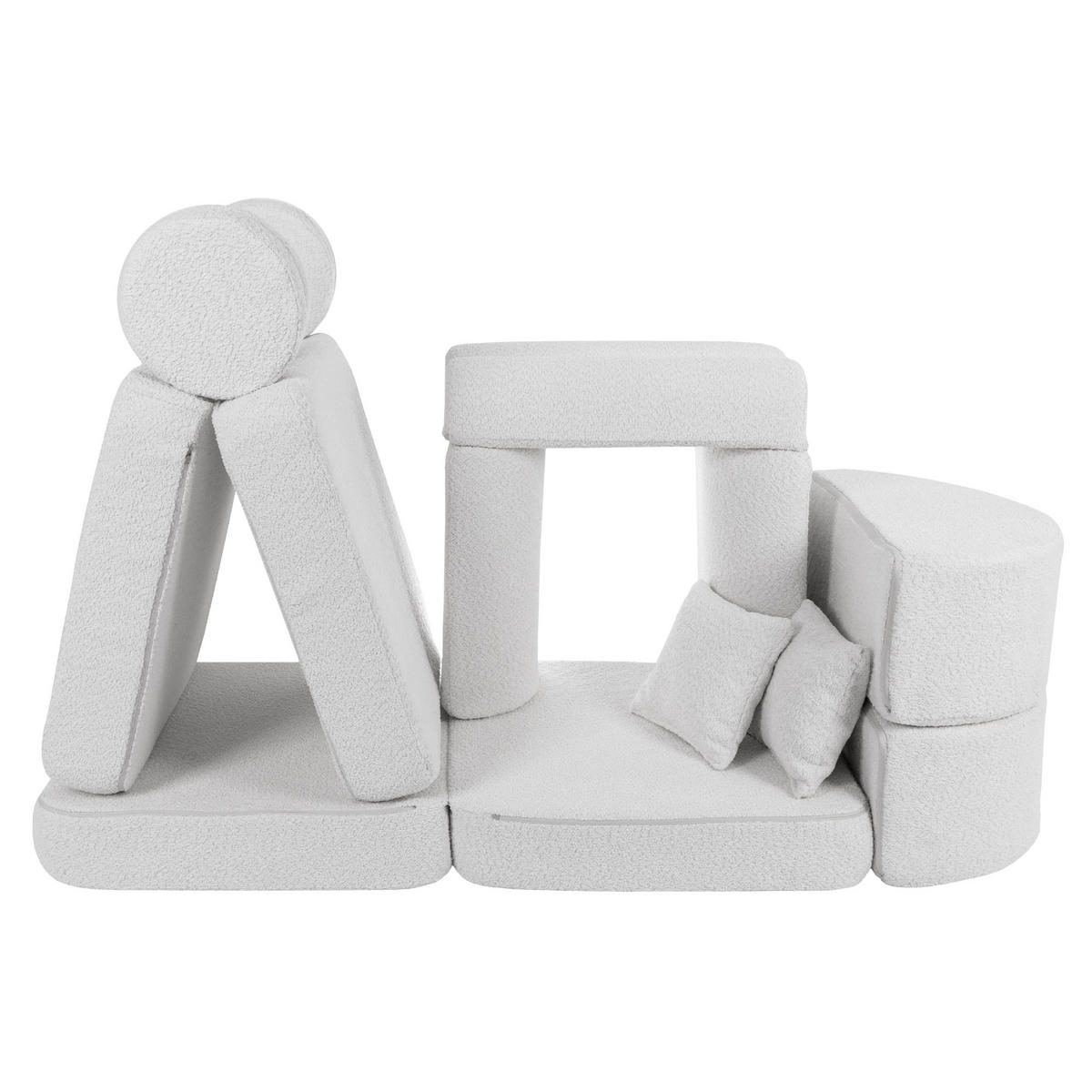 KINDERSOFA Pocket Max modular 12-tlg. aus Bouclé in Weiß - Weiß, Textil (120/25/60cm) - MeowBaby