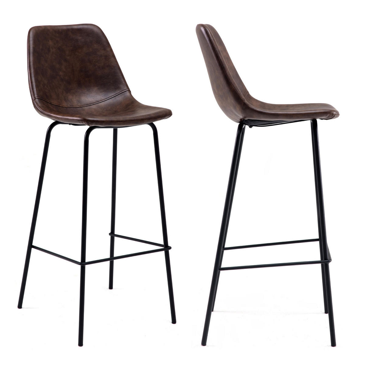 BARHOCKER Lucien Braun Sitzhöhe 75cm 2er-Set - Braun, Kunststoff (43/104/49cm) - Happy Garden