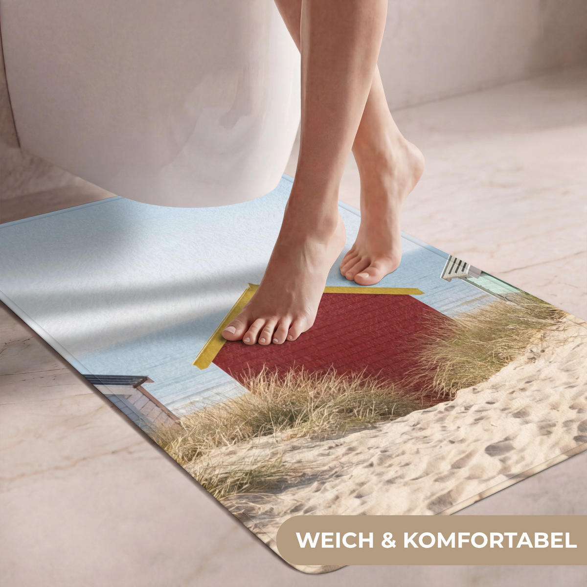 WC PŘEDLOŽKA Pláž - Chaty - Barevné - Duny 60x90 cm - různobarevná, textil/plast (60/1cm) - OnlyWow