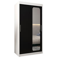 SCHWEBETÜRENSCHRANK 200/100/62 2-türig - Silberfarben/Schwarz, Holz/Kunststoff (100/200/62cm) - Abiks Möbel