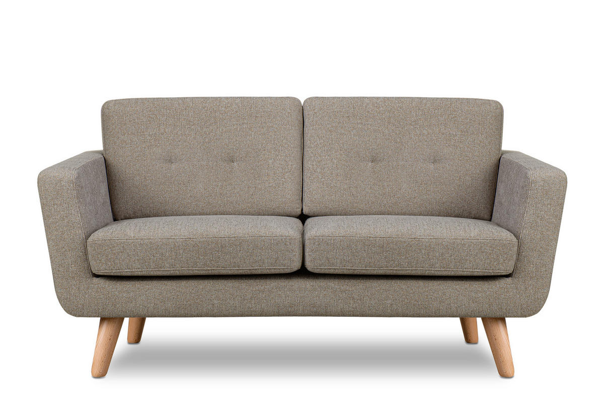 2-SITZER-SOFA TAGIO II mit Armlehnen, Hellbraun/Braun - Hellbraun, Textil (88/80/153cm) - KONSIMO®