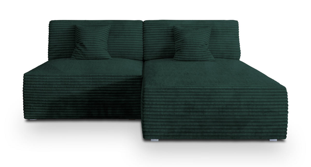 ECKSOFA FIORO Grün Kordstoff mit Schlaffunktion - Grün, Holz (204/148cm) - MASSENO