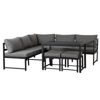 LOUNGESESSEL Set aus Aluminium mit Liegefunktion 4fach verstellbare Rückenlehne weiche Sitz und Rückenkissen Grau - Grau, Metall