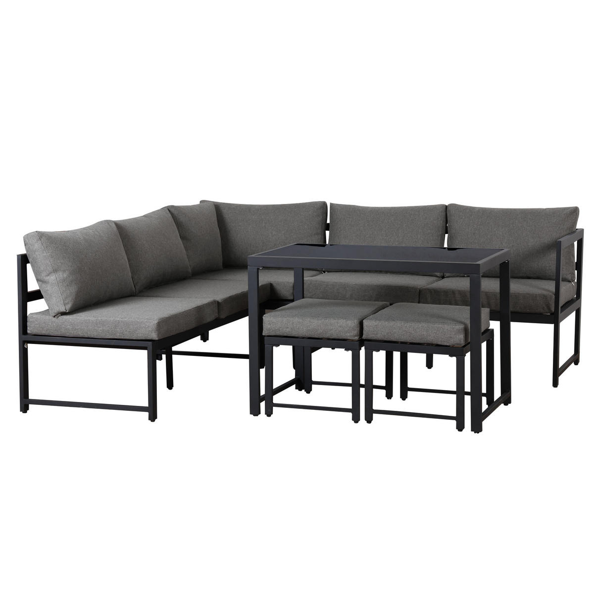 LOUNGESESSEL Set aus Aluminium mit Liegefunktion 4fach verstellbare Rückenlehne weiche Sitz und Rückenkissen Grau - Grau, Metall