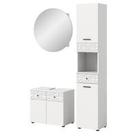 BADMÖBEL-SET weiß Hochglanz 3-teilig 120 cm, Komplettset mit 3D-Struktur - Weiß Hochglanz, Glas/Holzwerkstoff (195/187/37cm) - Inn.Furn