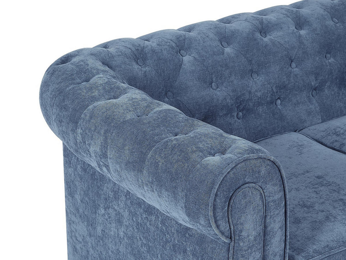 3-SITZER-SOFA - Stoff - Blau - CHESTERFIELD - Blau, Textil (205/72/88cm) - Vente-Unique