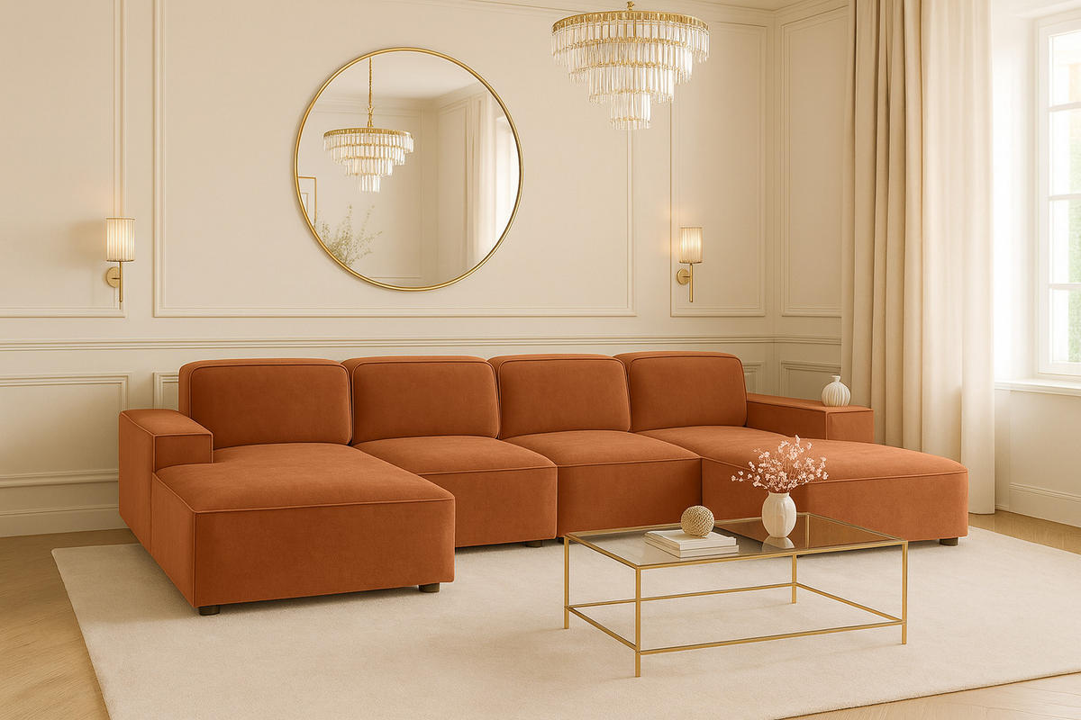 ECKSOFA Cursal U-Form, Stoff Salvador, Braun - Braun, Holz (364/166cm) - Kaiser Möbel