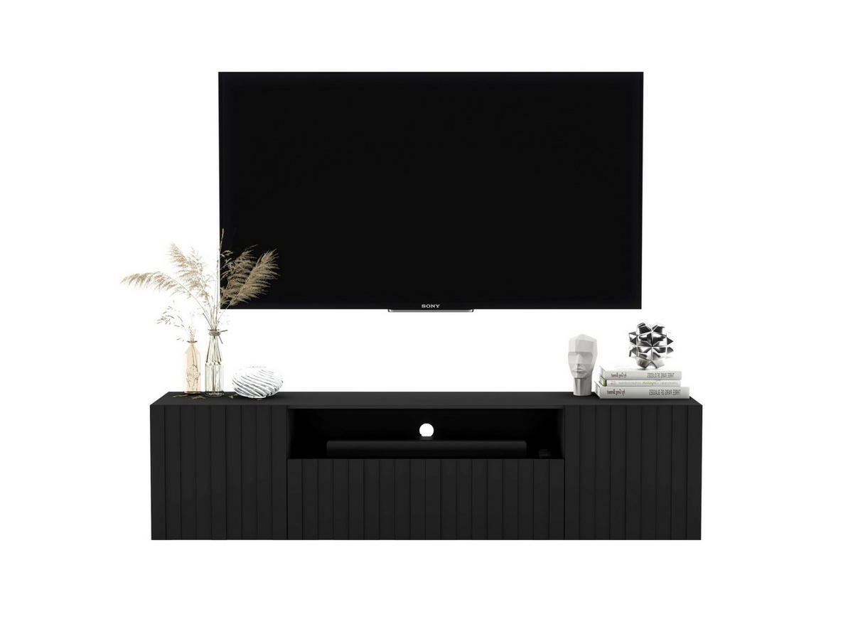TV-SCHRANK Elpis2 Schwarz Matt Glamour 150 cm - Schwarz, Holzwerkstoff (150/37.5/36.5cm) - Meble Lindner