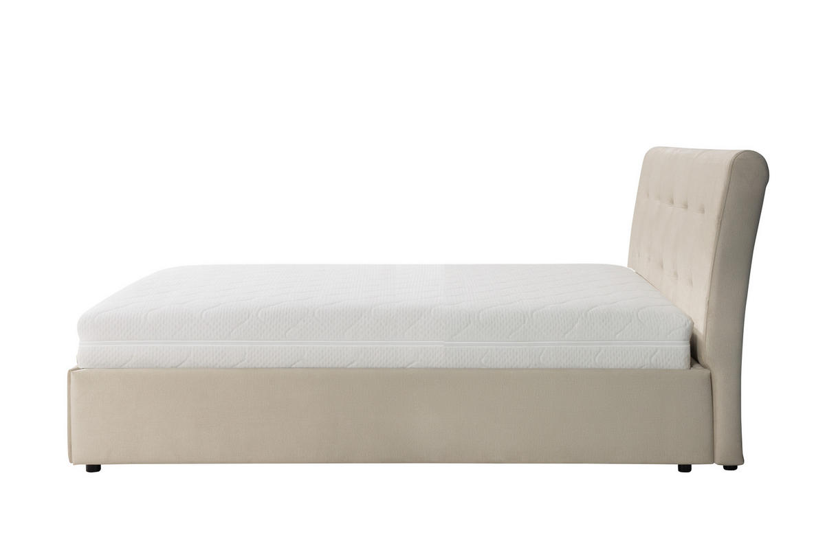 POLSTERBETT mit Bettkasten und Matratze SOLIS, Beige, 180x200 cm - Beige, Textil (180/200cm) - KS Home Concept