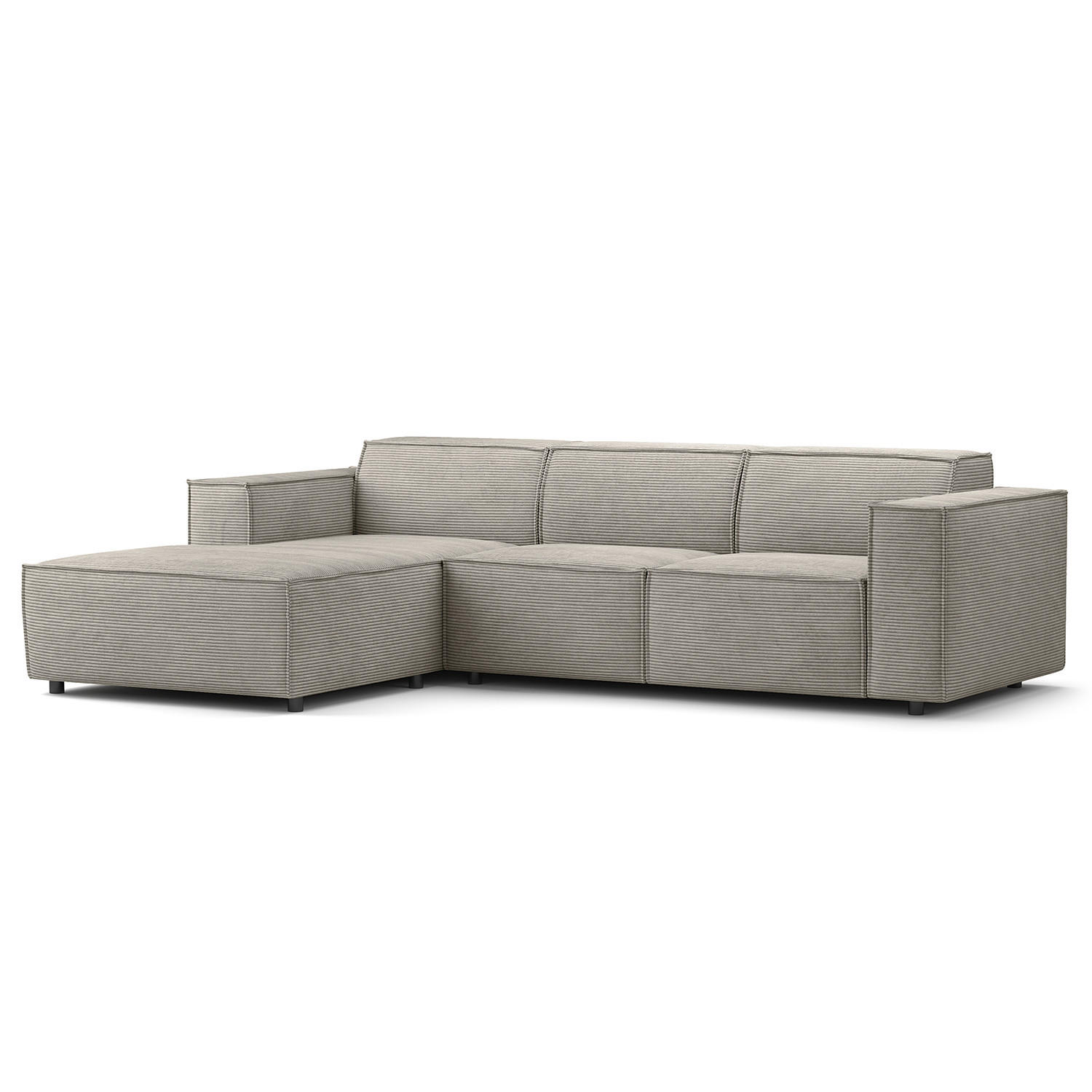 ECKSOFA mit Longchair - Graubraun/Schwarz, Kunststoff/Textil (260/177cm) - home24