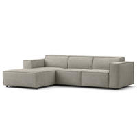 ECKSOFA mit Longchair - Graubraun/Schwarz, Kunststoff/Textil (260/177cm) - home24