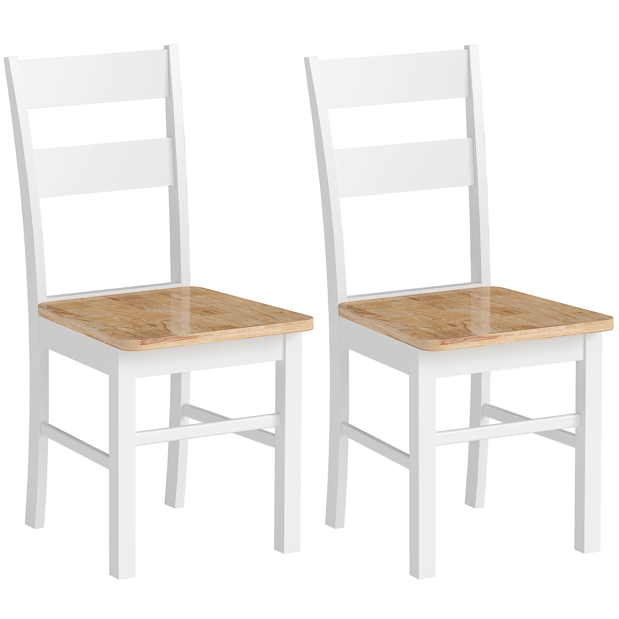 ESSZIMMERSTÜHLE 2er Set Gummiholz Eiche - Eichefarben/Weiß, Holz (40/88.5/50.5cm) - HOMCOM