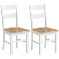 ESSZIMMERSTÜHLE 2er Set Gummiholz Eiche - Eichefarben/Weiß, Holz (40/88.5/50.5cm) - HOMCOM