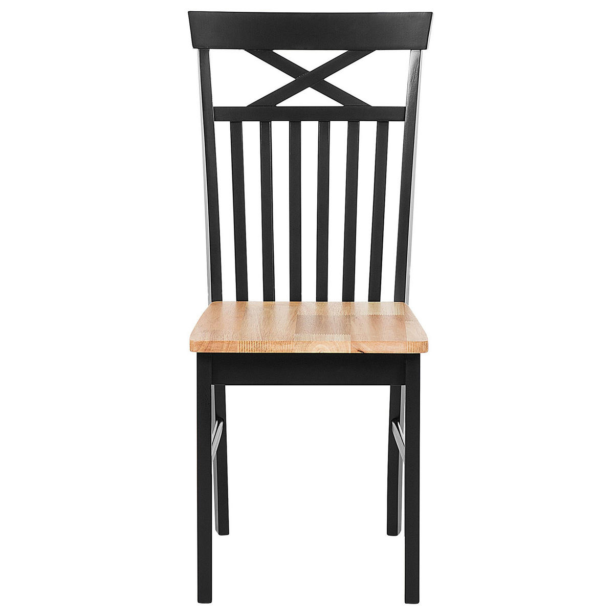 ESSZIMMERSTUHL 2er-Set Gummibaumholz schwarz/hellbraun Houston - Hellbraun/Schwarz, Holz (44/94/45cm) - Beliani