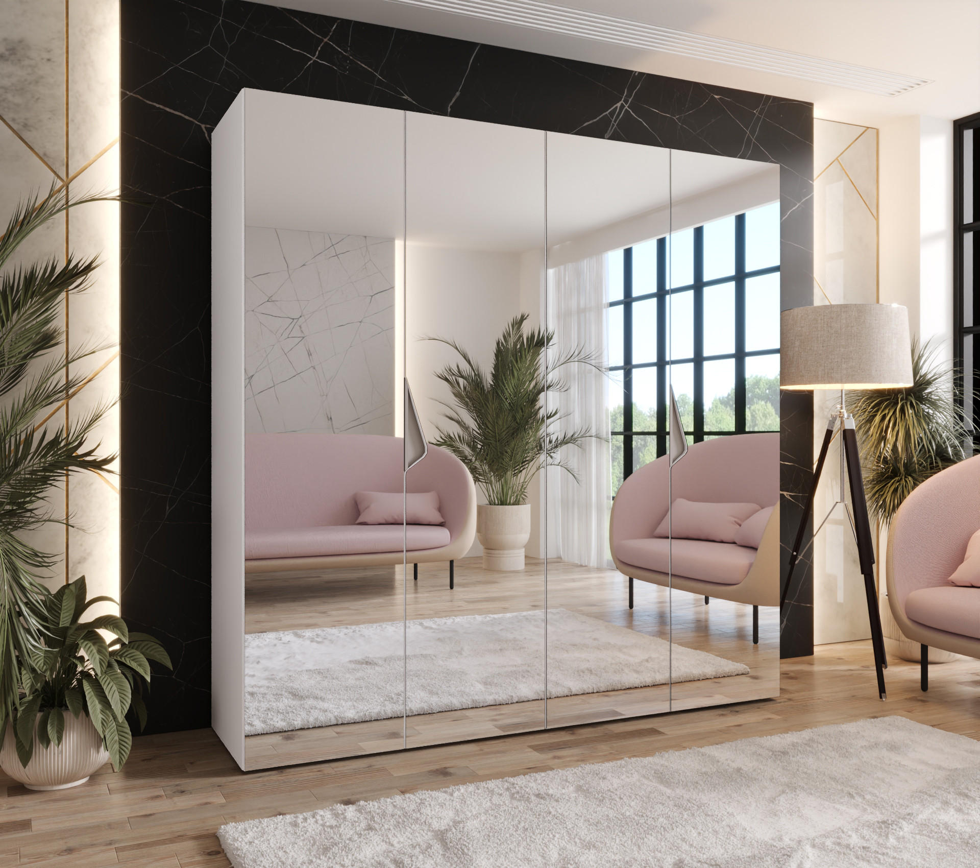 DREHTÜRENSCHRANK 202/200/52 4-türig - Beige/Weiß, Holz/Metall (200/202/52cm) - Abiks Möbel