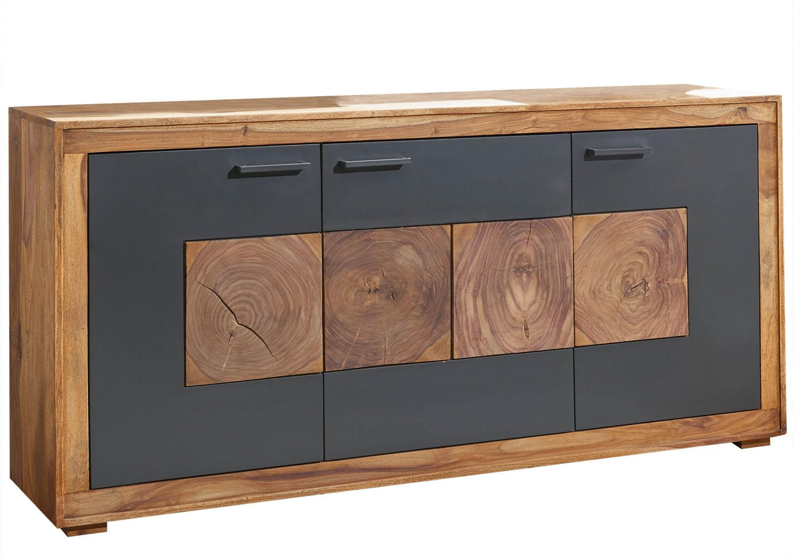 SIDEBOARD Sheesham 170x40x82 gebeizt TURIN #09 - Braun, Holz (170/82/40cm) - Massivmoebel24
