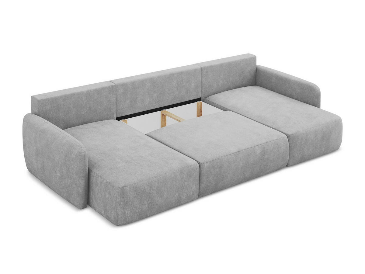 3-SITZER SOFA mit Schlaffunktion Bouclé Stoff Grün - Schwarz/Grün, Holzwerkstoff/Kunststoff (266/95/121cm) - LaMiaSofa