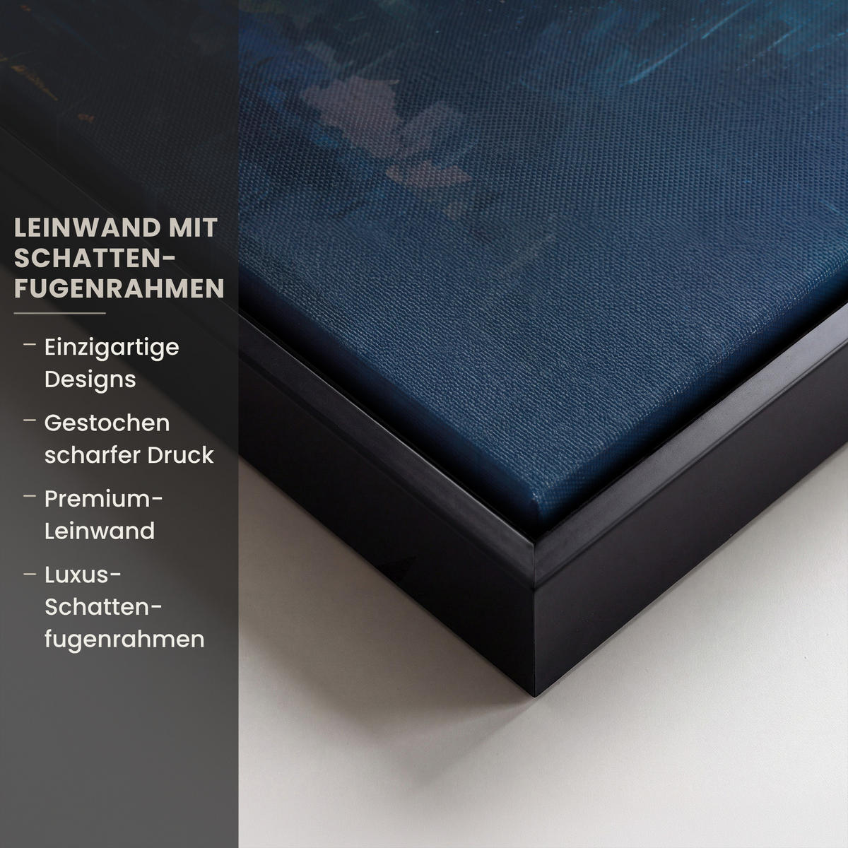 LEINWAND Bilder mit Rahmen - Skyline - Pinselstriche - Dunkelblau - Leuchtend - 70x50 - Blau, Textil (70/50cm) - MuchoWow