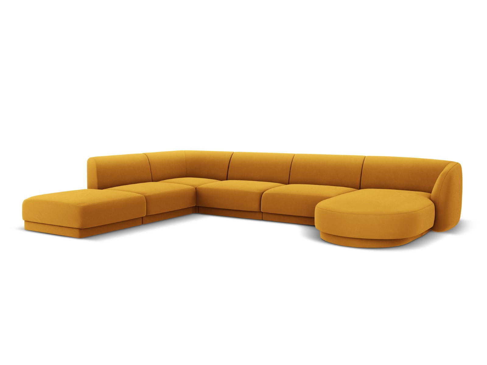PANORAMASOFA links Miley aus Samt gelb 6 Sitzplätze - Gelb, Textil (255/70/330cm) - Micadoni