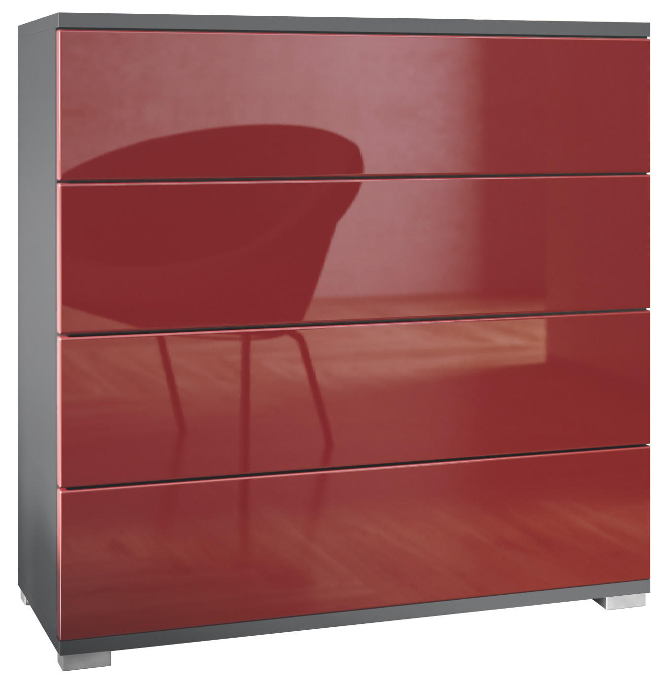 KOMMODE Pavos Bordeaux Hochglanz - Bordeaux, Holzwerkstoff (76/76/35cm) - Vladon