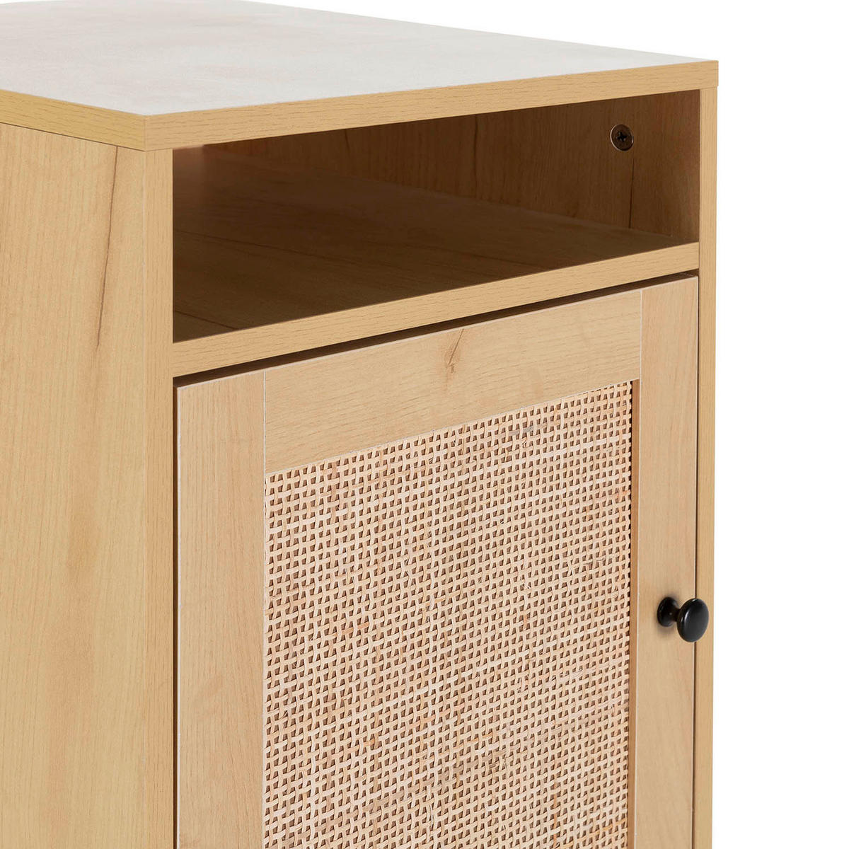 NACHTTISCH Bella 1 Tür in Eichenfarbe, natürliches Rattan - Eichefarben, Holz/Holzwerkstoff (40/70/39cm) - VS Venta-stock