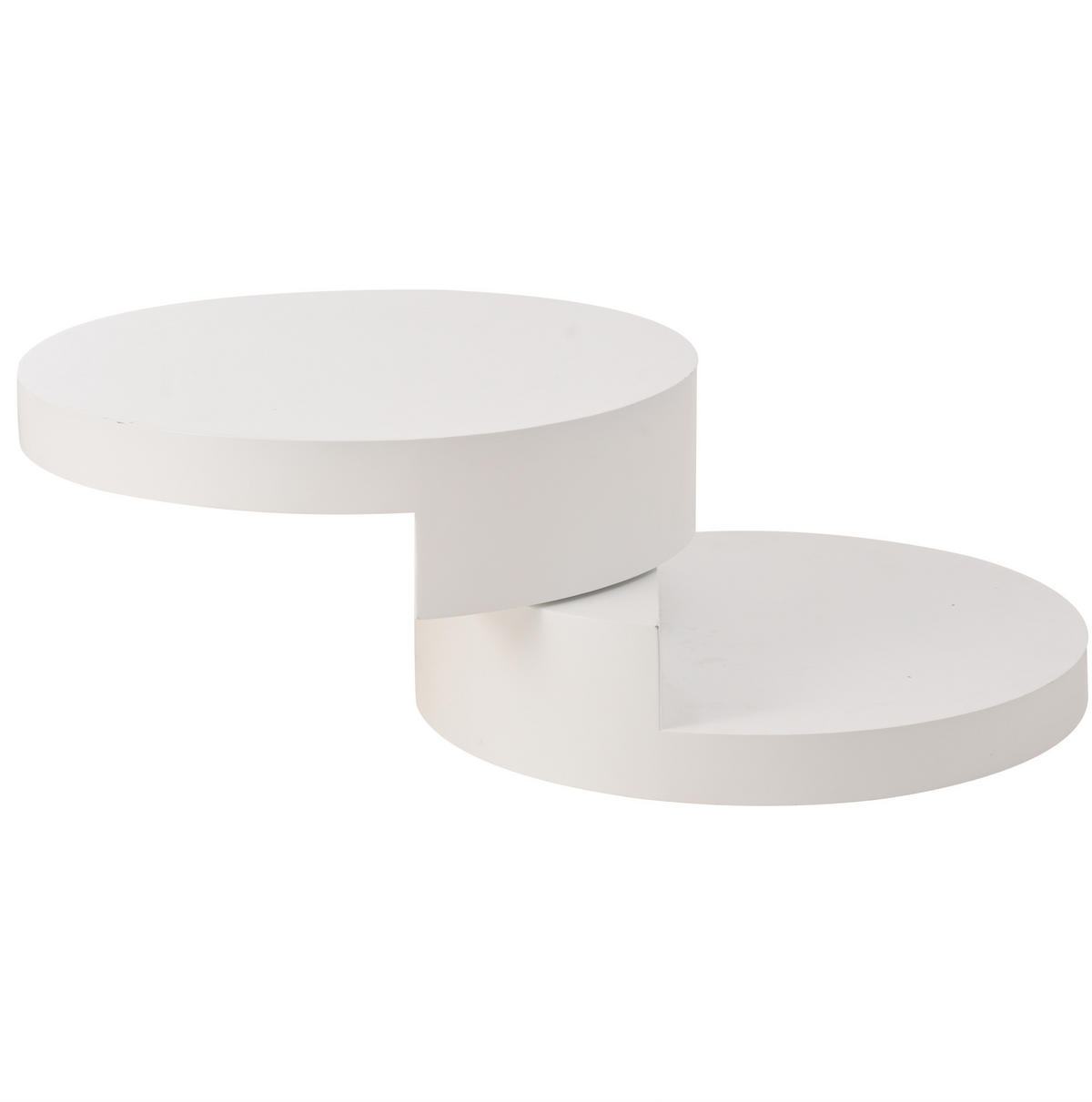 COUCHTISCH 70/70/35,5 cm weiß aus MDF mit drehbarer LED-Tischplatte - Weiß, Holzwerkstoff (70/70/35.5cm) - OKWISH
