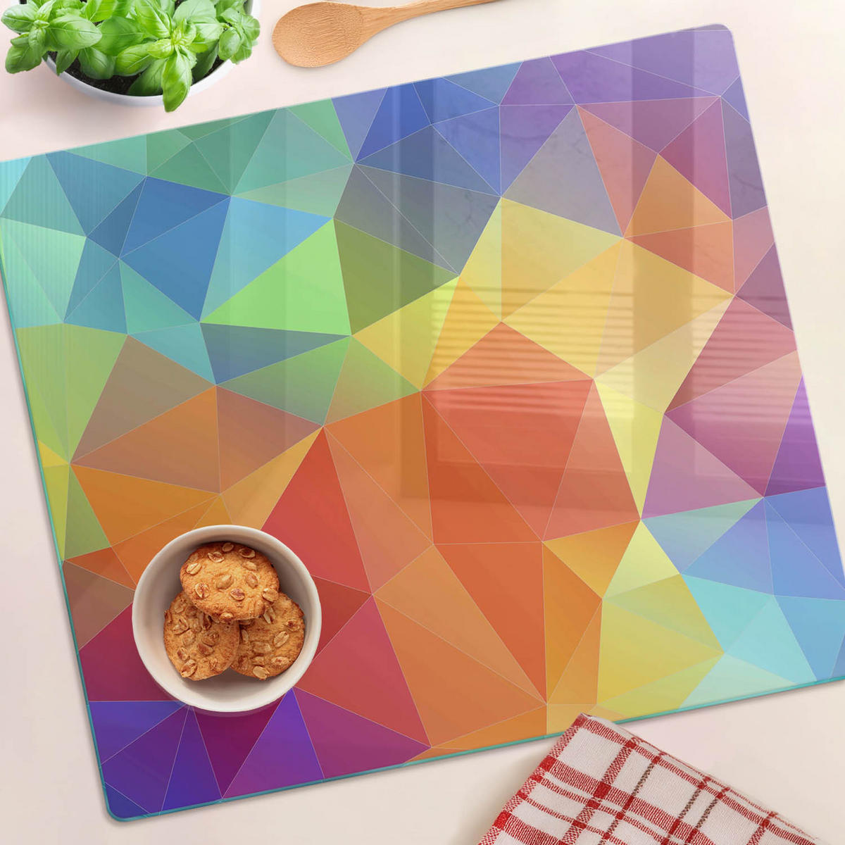 GLASPLATTE 60x52 cm Geometrische Figuren - Multicolor, Glas (60/0.4/52cm) - TULUP