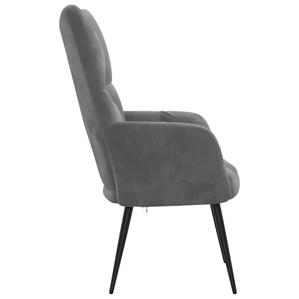RELAXSESSEL Dunkelgrau Samt - Dunkelgrau/Schwarz, Textil/Metall (70/96.5/61cm) - vidaXL