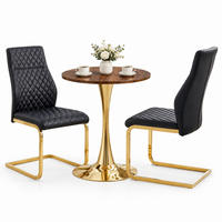 TISCH- UND STUHLSET 3-tlg. 60 cm Walnussoptik Schwarz/Gold - Multicolor, Metall (60/72/60cm) - Meubliv