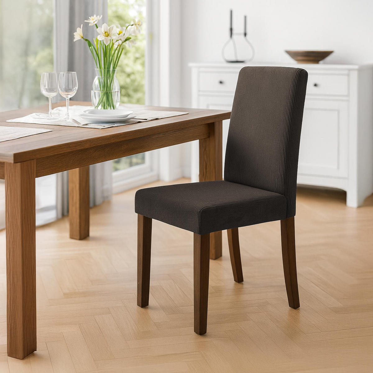ESSZIMMERSTUHL Cord Braun - Braun, Holz/Textil (41/91/47cm) - CLP