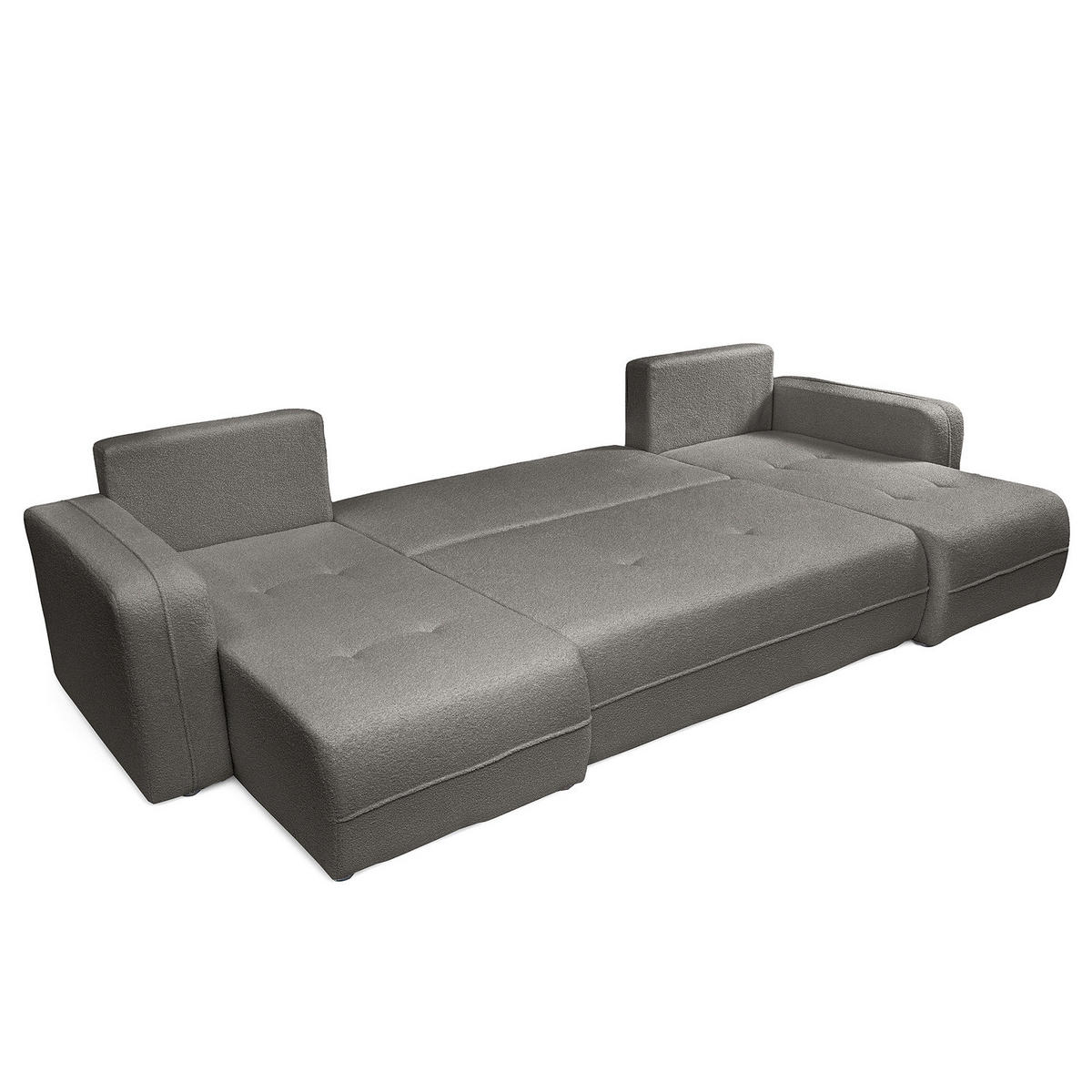 WOHNLANDSCHAFT - Dunkelgrau/Schwarz, Kunststoff/Textil (312/82/145cm) - home24