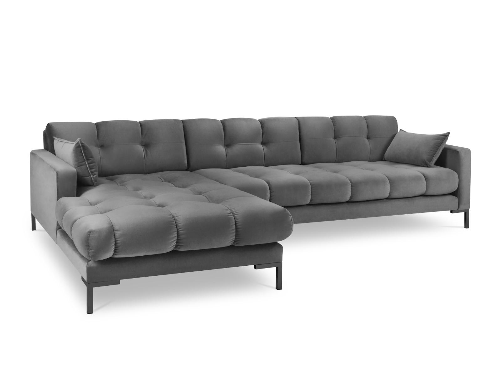 ECKSOFA links Mamaia aus Samt hellgrau 5 Sitzplätze - Hellgrau, Textil (185/293cm) - Micadoni