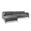 ECKSOFA links Mamaia aus Samt hellgrau 5 Sitzplätze - Hellgrau, Textil (185/293cm) - Micadoni