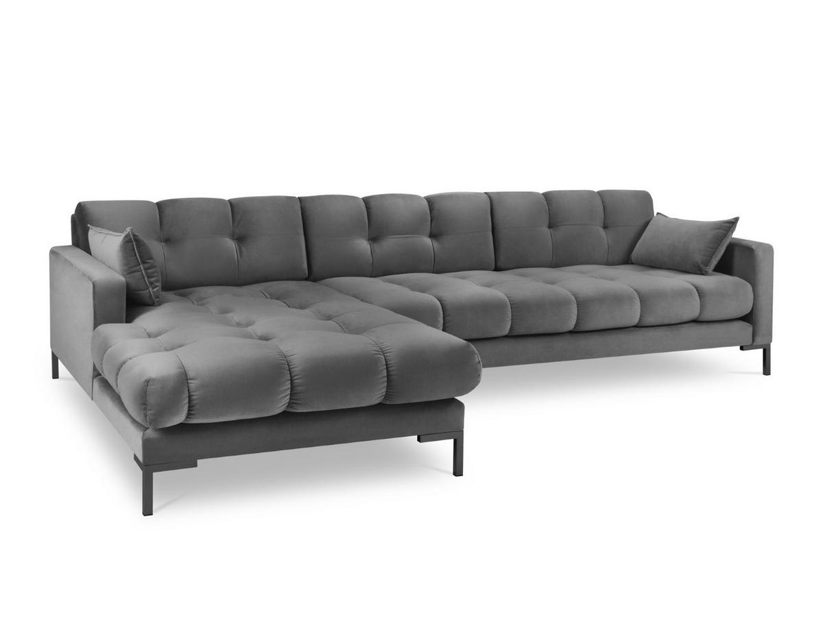 ECKSOFA links Mamaia aus Samt hellgrau 5 Sitzplätze - Hellgrau, Textil (185/293cm) - Micadoni