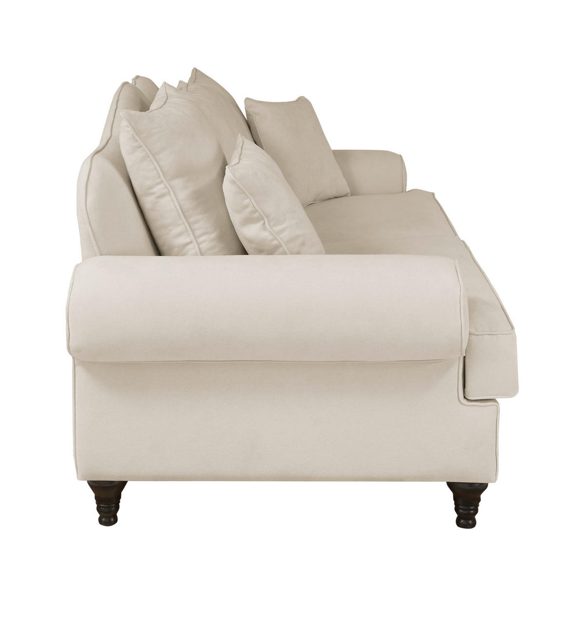 SOFA beige Landhaus, Couch 3-Sitzer 200 cm - Beige, Holz/Textil (200/95/100cm) - Furn.Design